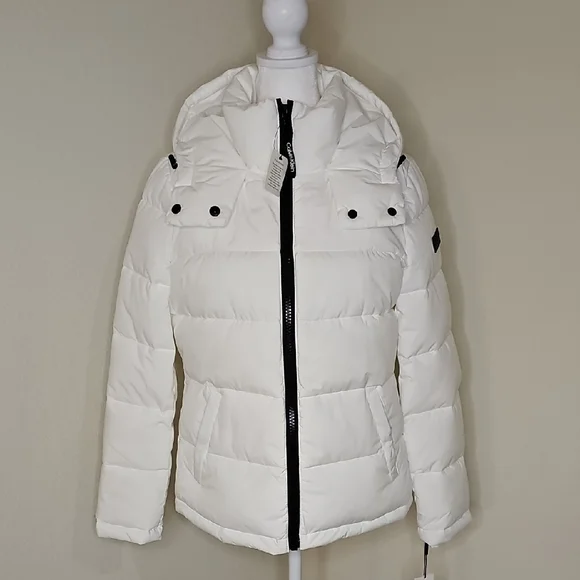 Calvin Klein White Puffer Coat Jacket with Hood - Picture 2 of 16